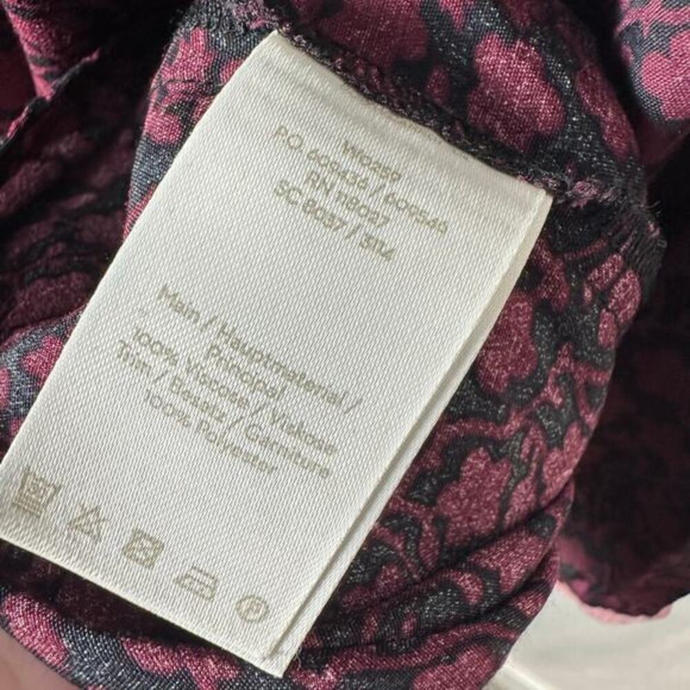 Boden Womens Annabelle Velvet Trim Split‎ Neck Blouse Top Burgundy Floral Size 8 - Picture 9 of 13